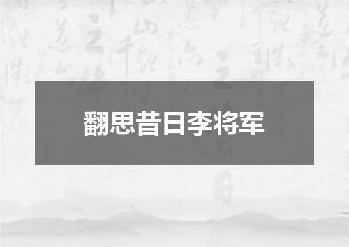 翻思昔日李将军