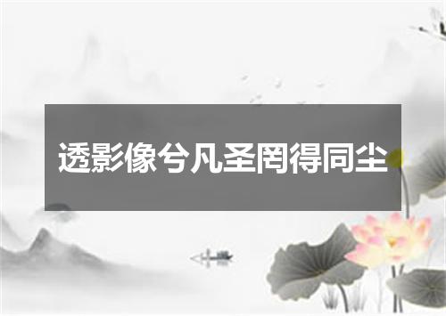 透影像兮凡圣罔得同尘