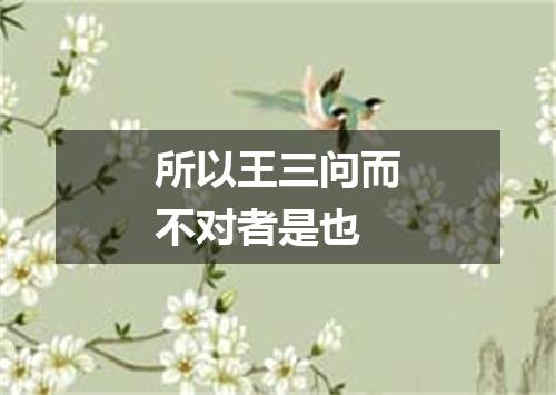 所以王三问而不对者是也