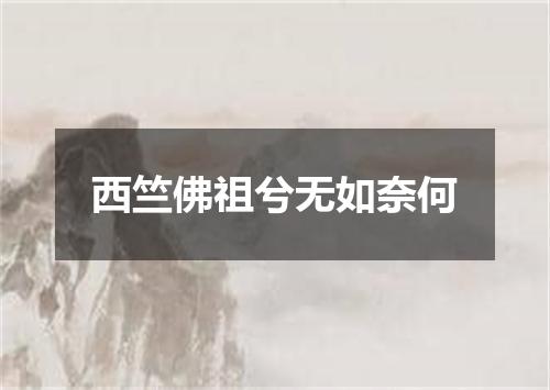西竺佛祖兮无如奈何