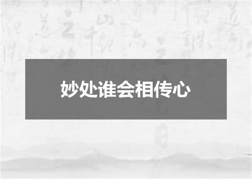 妙处谁会相传心