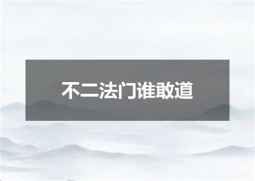 不二法门谁敢道
