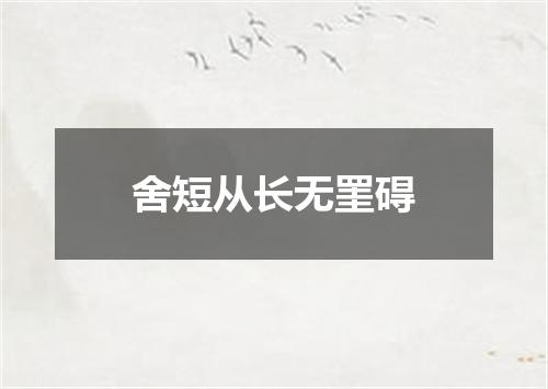 舍短从长无罣碍