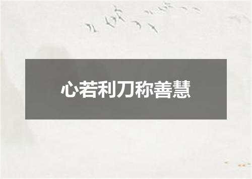 心若利刀称善慧
