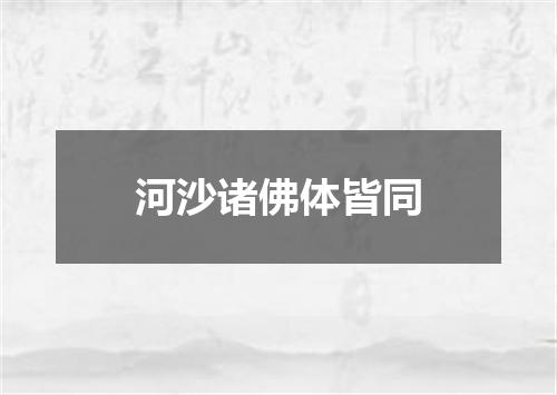 河沙诸佛体皆同