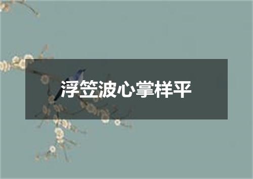 浮笠波心掌样平