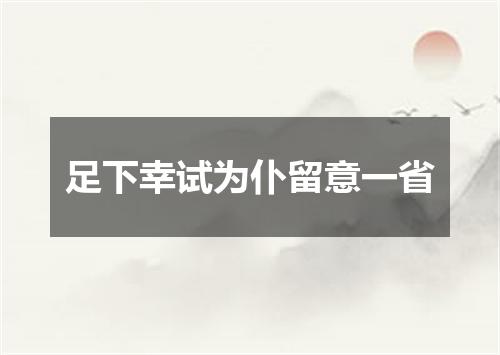 足下幸试为仆留意一省