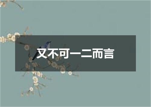 又不可一二而言