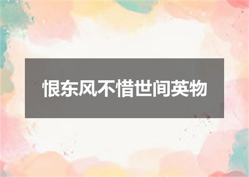 恨东风不惜世间英物