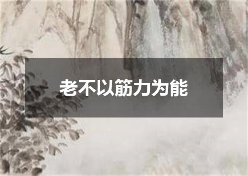 老不以筋力为能