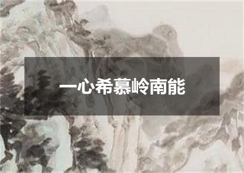 一心希慕岭南能