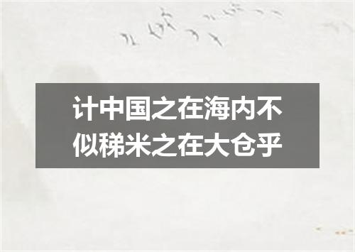 计中国之在海内不似稊米之在大仓乎