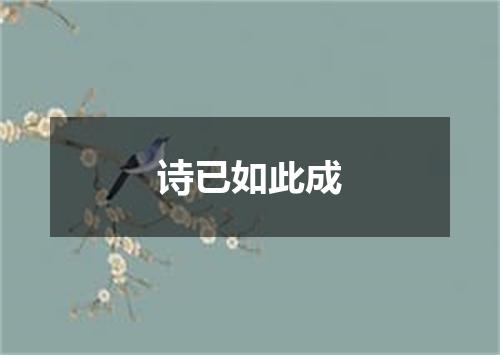 诗已如此成
