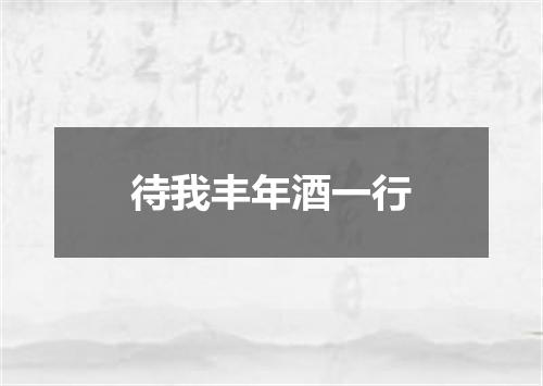 待我丰年酒一行