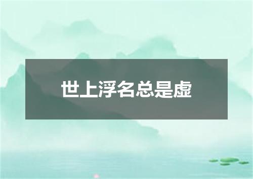 世上浮名总是虚