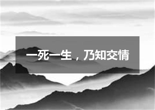 一死一生，乃知交情