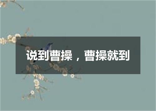说到曹操，曹操就到