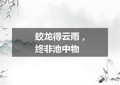 蛟龙得云雨，终非池中物