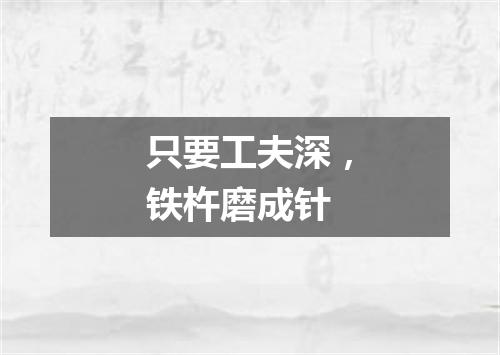 只要工夫深，铁杵磨成针