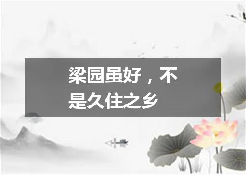 梁园虽好，不是久住之乡