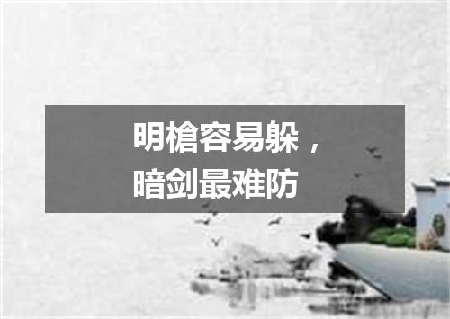 明槍容易躲，暗剑最难防