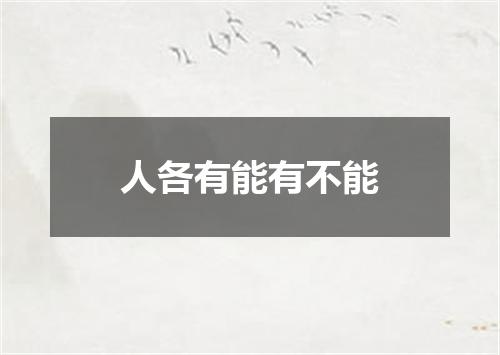 人各有能有不能