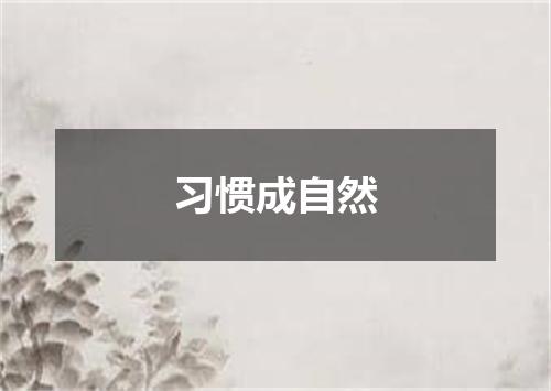 习惯成自然