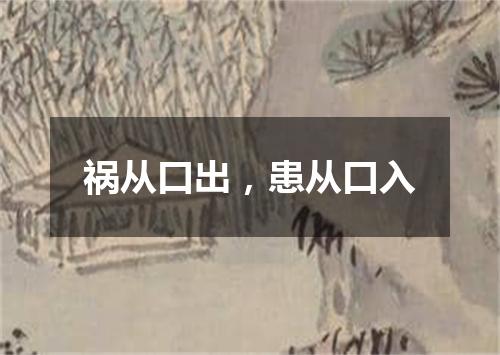 祸从口出，患从口入