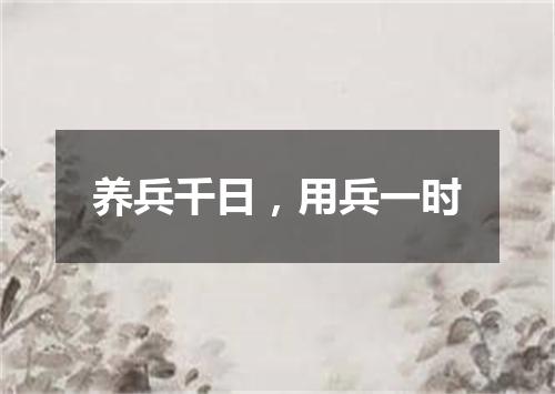 养兵千日，用兵一时