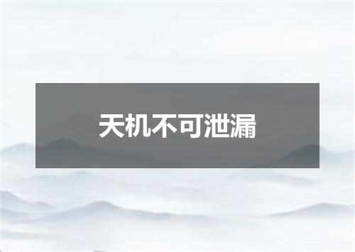 天机不可泄漏