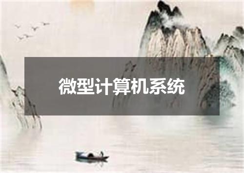 微型计算机系统