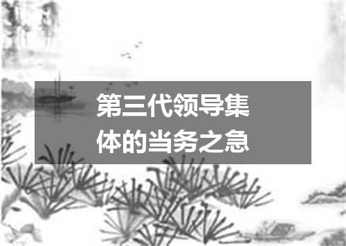 第三代领导集体的当务之急