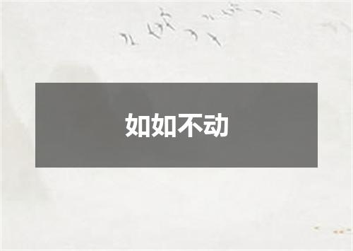 如如不动