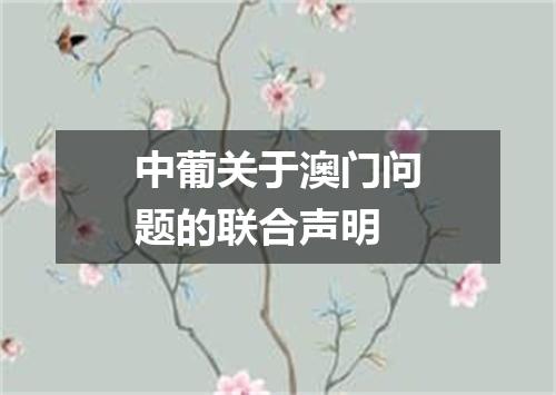 中葡关于澳门问题的联合声明