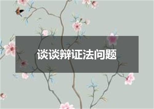 谈谈辩证法问题
