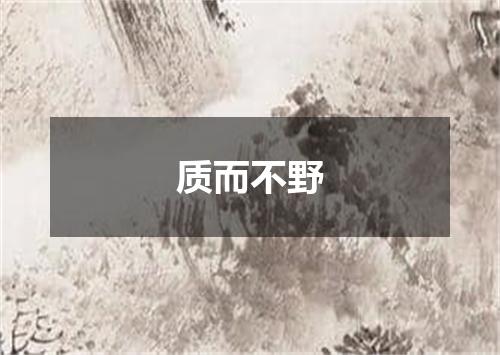 质而不野是什么意思