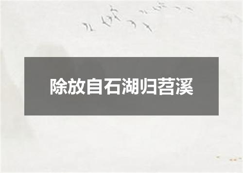 除放自石湖归苕溪