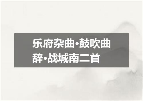 乐府杂曲·鼓吹曲辞·战城南二首