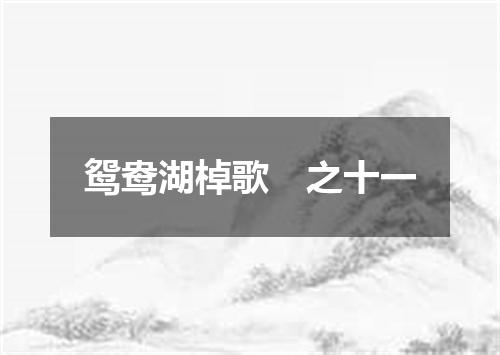 鸳鸯湖棹歌　之十一
