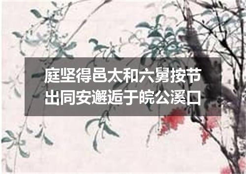 庭坚得邑太和六舅按节出同安邂逅于皖公溪口