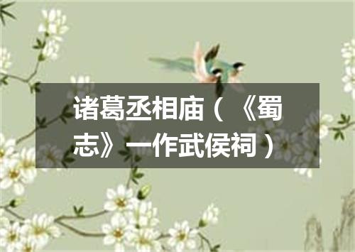 诸葛丞相庙（《蜀志》一作武侯祠）