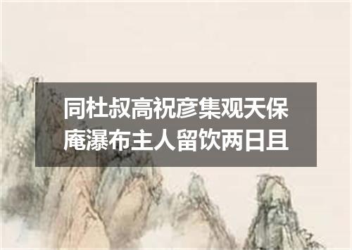 同杜叔高祝彦集观天保庵瀑布主人留饮两日且