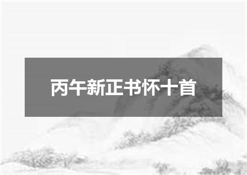 丙午新正书怀十首