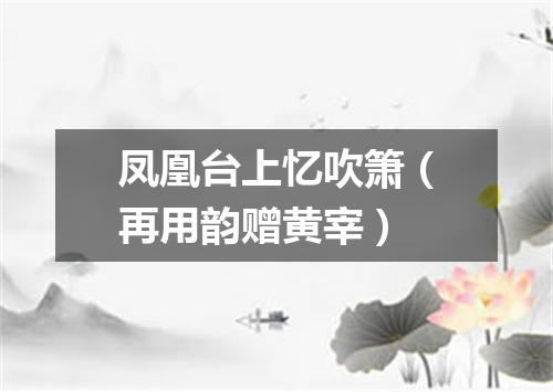 凤凰台上忆吹箫（再用韵赠黄宰）