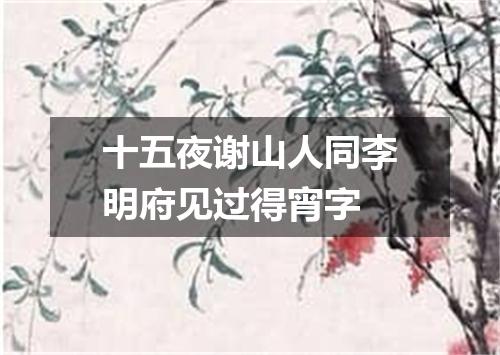 十五夜谢山人同李明府见过得宵字