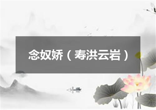 念奴娇（寿洪云岩）