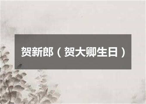 贺新郎（贺大卿生日）