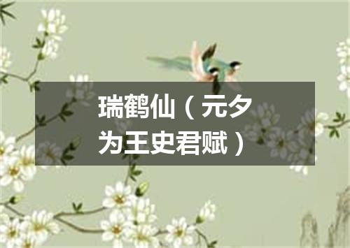 瑞鹤仙（元夕为王史君赋）