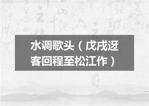 水调歌头（戊戌迓客回程至松江作）