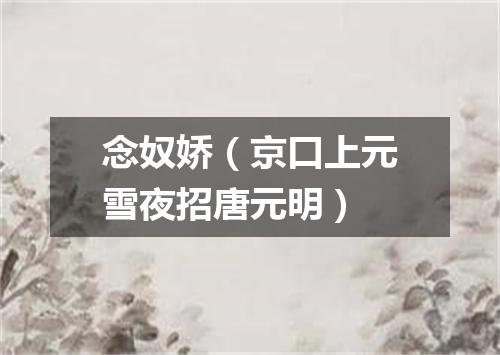 念奴娇（京口上元雪夜招唐元明）